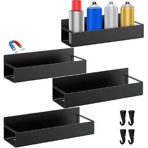 4 Pcs Magnetic Aerosol Spray Can Holder, Magnet Toolbox Bottle Holder, Wall Mounted Spray Bottle Rack, Mechanic Paint Bottle Can Organizer, Tool Box Storage Rack for Garage Home Workspace（Black）