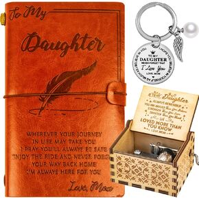 Birthday Daughter Gifts from Mom,Daughter Journal from Mom,Daughter Music Box from Mother, Daughter Keychain,Keepsake Gifts Back to School Gifts for Daughter from Mom,To My Daughter Gifts from Mom