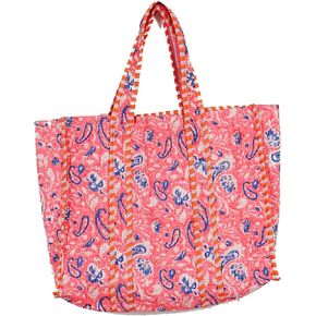 Quilted Cotton Handprinted Reversible Large multicolor Floral Tote Bag