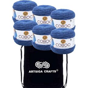 Lion Brand Coboo White 835-100 (3-Skeins - Same Dye Lot) DK Light Worsted #3 Cotton, Bamboo Yarn for Crocheting and Knitting with Project Bag