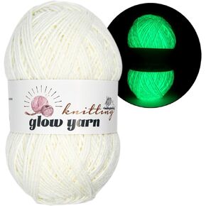 100g/3.5oz BulingBuling Acrylic Glow in The Dark Yarn,Colourful Yarn -Worsted Fine #2Yarn - 240M/262Yards ，Beginners Yarnfor Crochet and Knitting (Rainbow, 1 Pack)