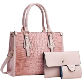 Ladies Satchel Purse Wallet Top Handle Tote Handbags Hobo Shoulder Bags Set 3pcs for women