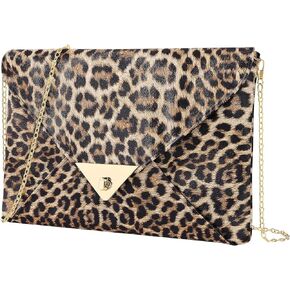 Women Leather Cultch Purse Leopard Fashion Evening Bag Handbag Crossbody Bag Wallet