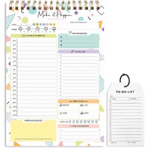 To Do List Notepad with Pocket Notebook, Undated Daily Planner 52 Sheets/Pad Tear Off Memo Pads for Home, College, Work or School Checklist,Goals, Reminders, Notes