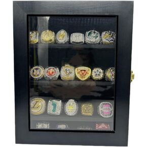Championship Ring Display Case, Sports Ringb Display Case Wooden Shadow Box for Baseball Basketball Football Softball Award Rings Fan Souvenirs 10 x 8 Inch Custom Display Box