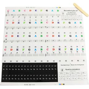 25/49/61/76/88 Keys Electronic Piano Keyboard Stickers Transparent Music Decal Notes for Beginners, Instructions Included