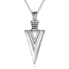 TIGER RIDER 925 Sterling Silver Viking Arrowhead/Battle Axe/Triple Odin Horns Pendant Necklace Mjolnir Nordic Runic Talisman Norse Amulet Jewelry Gifts for Men Boyfriend