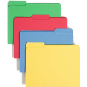Smead File Folder, Reinforced 1/3-Cut Tab, Letter Size, Assorted Colors, 12 per Pack (11641)