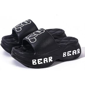 صنادل Bear Slide للنساء، شباشب للصيف، شباشب مبتكرة مفتوحة الأصابع، أحذية استحمام لحمام السباحة على الشاطئ، بطانة سميكة داخلية/خارجية، مريحة، متعددة الاستخدامات
