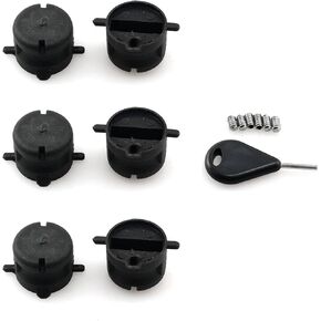 6pcs Surfing Rudder Round Cup Fin Plug with 1 PC Wrench and 6pcs Screws, Black