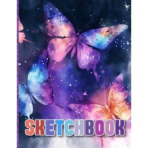 Sketchbook: Watercolor Butterfly, Blank Sketch Book for Kids, Adults, Artist Notebook/Journal for Drawing, Writing, Sketching or Doodling, Blank Paper, 120 Blank Pages, 8.5x11 (Blank Drawing Book)