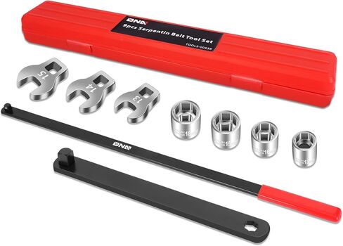 DNA MOTORING 9pc Serpentine Belt Tool Set, Install Remove Serpentine Belts For Spring Loaded, With Case, TOOLS-00538 in Saudi Arabia