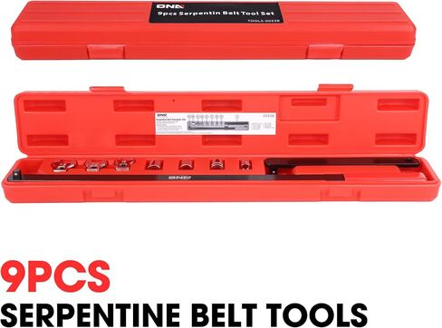 DNA MOTORING 9pc Serpentine Belt Tool Set, Install Remove Serpentine Belts For Spring Loaded, With Case, TOOLS-00538 in Saudi Arabia