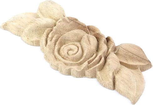 6pcsrose الخشب منحوتة يزين راصعة، ارتفع الخشب منحوتة onlays يزين زهرة الخشب زهرة منحوتة الزاوية راصعة زين باب مجلس الوزراء لخزانة خزانة جدار مضمد السرير خزانة ديكور in Kuwait