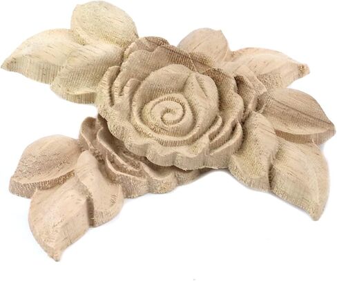 6pcsrose الخشب منحوتة يزين راصعة، ارتفع الخشب منحوتة onlays يزين زهرة الخشب زهرة منحوتة الزاوية راصعة زين باب مجلس الوزراء لخزانة خزانة جدار مضمد السرير خزانة ديكور in Kuwait