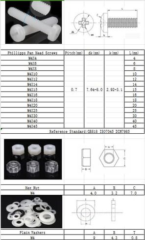 Nylon PA66 Plastic White Color Metric Phillips Pan Head Screws M4X12 30PCS in Saudi Arabia