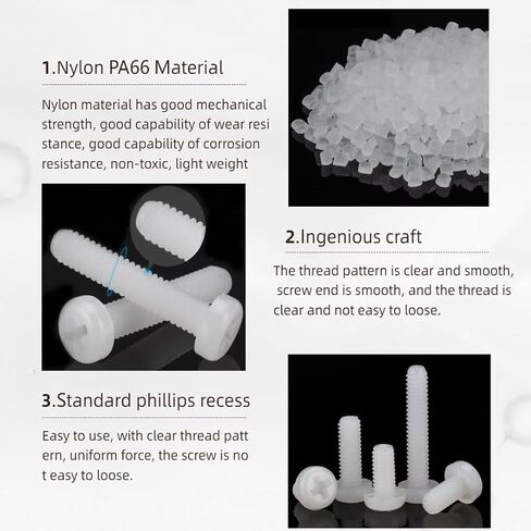 Nylon PA66 Plastic White Color Metric Phillips Pan Head Screws M4X12 30PCS in Saudi Arabia