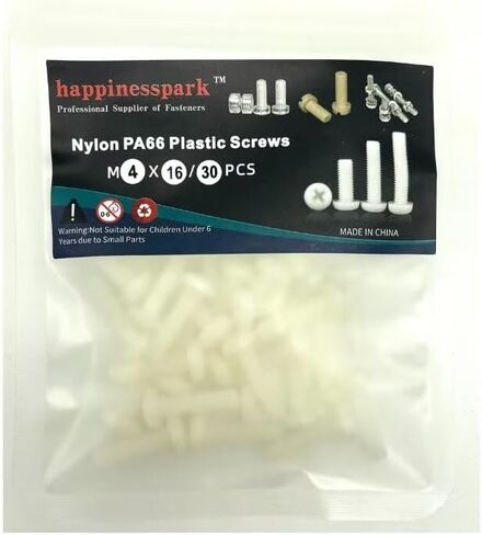 Nylon PA66 Plastic White Color Metric Phillips Pan Head Screws M4X12 30PCS in Saudi Arabia