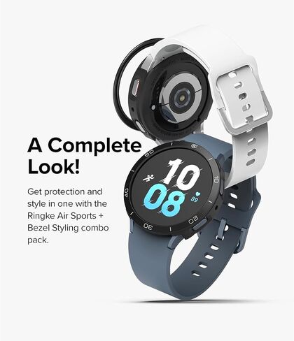 Ringke Air Sports + تصميم الإطار [الأناقة والحماية في واحد] متوافق مع حافظة Samsung Galaxy Watch 5 مقاس 44 مم، غطاء TPU مرن مقاوم للصدمات مع حلقة إطار من الألومنيوم اللاصق - أسود / 11 in Saudi Arabia