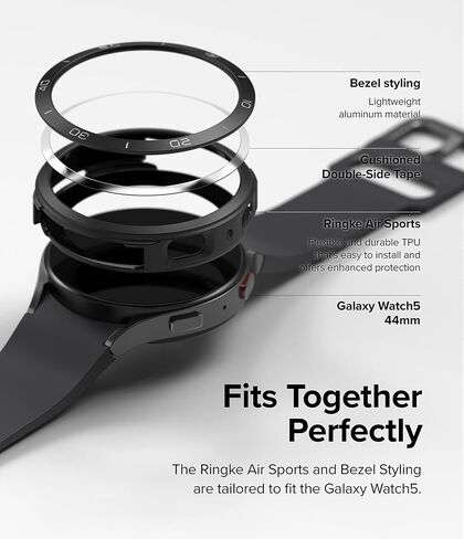 Ringke Air Sports + تصميم الإطار [الأناقة والحماية في واحد] متوافق مع حافظة Samsung Galaxy Watch 5 مقاس 44 مم، غطاء TPU مرن مقاوم للصدمات مع حلقة إطار من الألومنيوم اللاصق - أسود / 11 in Saudi Arabia
