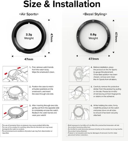 Ringke Air Sports + تصميم الإطار [الأناقة والحماية في واحد] متوافق مع حافظة Samsung Galaxy Watch 5 مقاس 44 مم، غطاء TPU مرن مقاوم للصدمات مع حلقة إطار من الألومنيوم اللاصق - أسود / 11 in Saudi Arabia