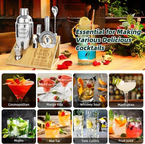 Gifts for Him Boyfriend Gifts, Anniversary Birthday Gifts for Him Boyfriend from Girlfriend Cocktail Shaker Set of 8, Gift for Boyfriend Christmas, Valentine's Day, Bartender Kit with Stand in Saudi Arabia