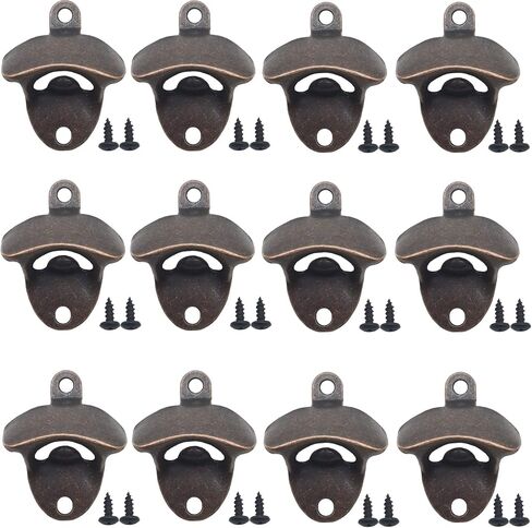 12 قطعة فتاحة زجاجات مثبتة على الحائط من RONYOUNG فتاحة زجاجات بيرة عتيقة مناسبة للحانات والفنادق KTV والمنازل (أحمر برونزي) in Saudi Arabia
