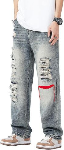 Men's Regular Jeans Classic Denim Pants Straight Trousers in Saudi Arabia