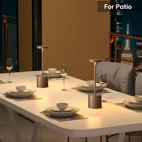 YHT Rechargeable Cordless Table Lamp, 10.25in Small Outdoor Portable Battery Operated Desk Lamps 2 Levels Dimmable Powered Night Light for Dining Restaurant Bar Garden Patio Bedroom Grey in Saudi Arabia