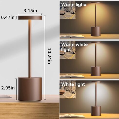 YHT Rechargeable Cordless Table Lamp, 10.25in Small Outdoor Portable Battery Operated Desk Lamps 2 Levels Dimmable Powered Night Light for Dining Restaurant Bar Garden Patio Bedroom Grey in Saudi Arabia