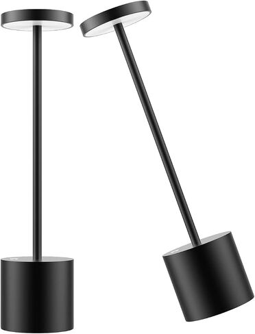 YHT Rechargeable Cordless Table Lamp, 10.25in Small Outdoor Portable Battery Operated Desk Lamps 2 Levels Dimmable Powered Night Light for Dining Restaurant Bar Garden Patio Bedroom Grey in Saudi Arabia