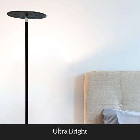 مصباح أرضي LED من Brightech Sky Flux Dimmable - مصباح أرضي فائق السطوع لغرفة المعيشة والمكاتب - مصباح قائم Torchiere مع 3 خيارات إضاءة، مصباح طويل لقراءة غرفة النوم والمزيد - برونزي in Kuwait