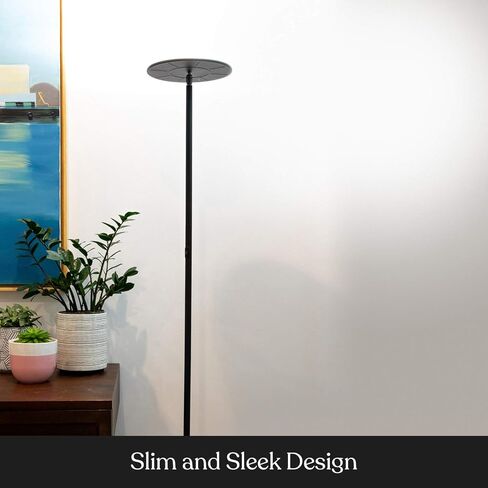 مصباح أرضي LED من Brightech Sky Flux Dimmable - مصباح أرضي فائق السطوع لغرفة المعيشة والمكاتب - مصباح قائم Torchiere مع 3 خيارات إضاءة، مصباح طويل لقراءة غرفة النوم والمزيد - برونزي in Kuwait