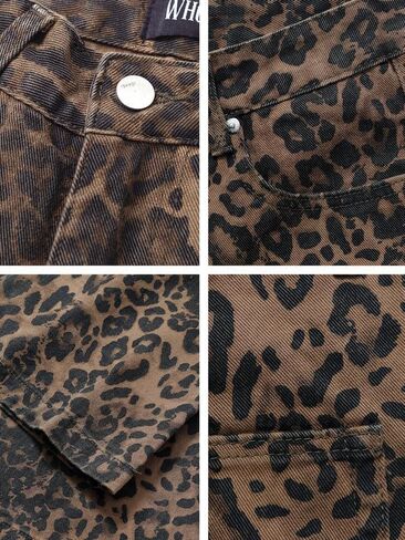 Vamtac Leopard Print Jeans for Women Y2k Pants Leopard Jeans Straight Leg Jeans Baggy Jeans Cheetah Pants Streetwear in Saudi Arabia
