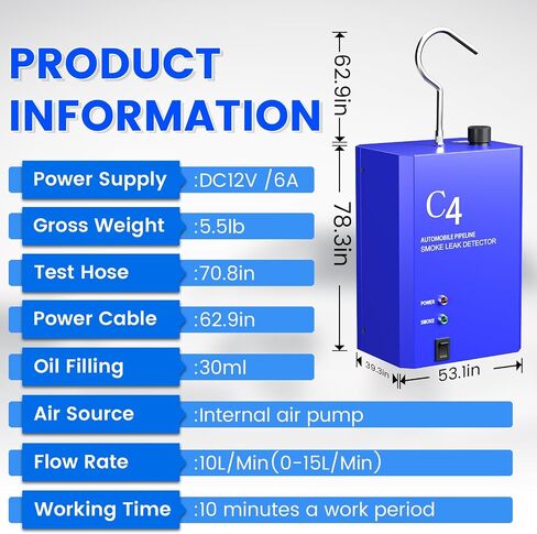 Automotive Smoke Machine Leak Detector, EVAP Smoke Machine Leak Tester for All 12V DC Vehicles in Vacuum，Fuel Diagnostic Pipe System, Leak Detection with Built-in Air Pump in Saudi Arabia