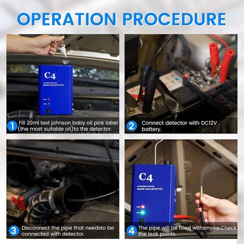 Automotive Smoke Machine Leak Detector, EVAP Smoke Machine Leak Tester for All 12V DC Vehicles in Vacuum，Fuel Diagnostic Pipe System, Leak Detection with Built-in Air Pump in Saudi Arabia