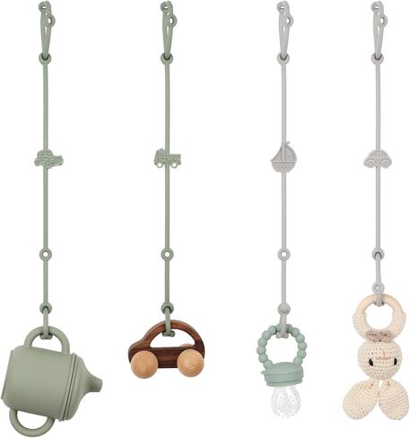 Toy Safety Straps, Silicone Pacifier Clips, 4Pack Adjustable Straps for Strollers, High Chair, Shopping Cart (Set 4) in Saudi Arabia