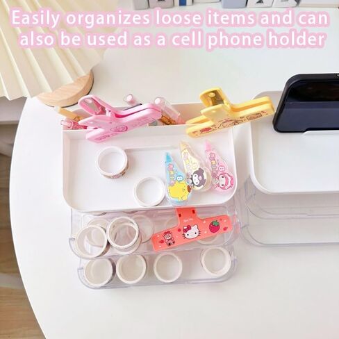 Cute Desk Organizer, Two Drawers Plastic Desktop Organizer with Phone Holder Stand for Girls Bedroom in Saudi Arabia