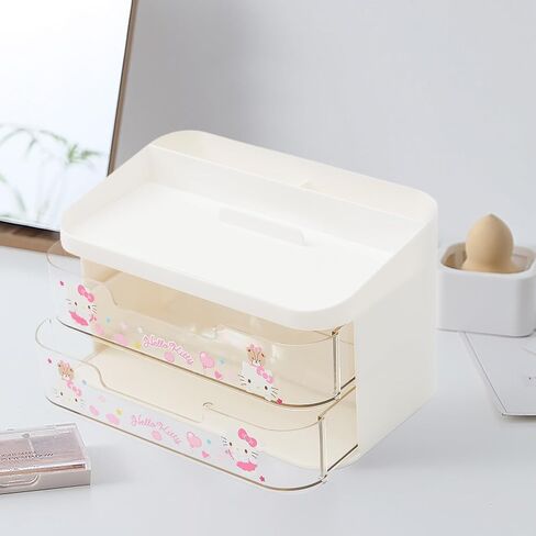 Cute Desk Organizer, Two Drawers Plastic Desktop Organizer with Phone Holder Stand for Girls Bedroom in Saudi Arabia