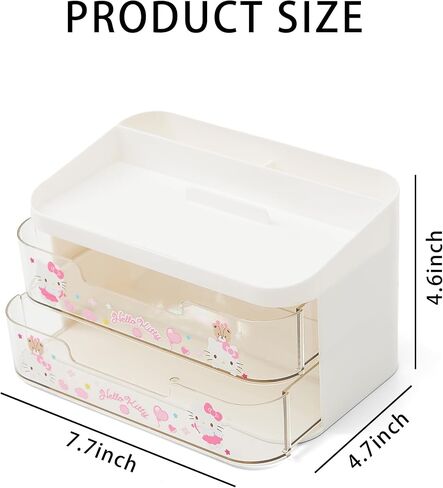 Cute Desk Organizer, Two Drawers Plastic Desktop Organizer with Phone Holder Stand for Girls Bedroom in Saudi Arabia