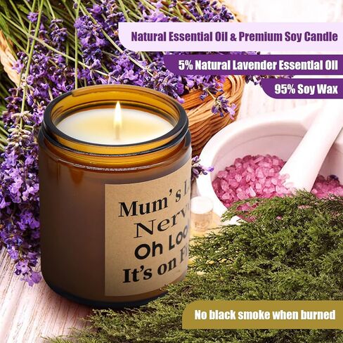 شموع معطرة باللافندر سعة 7 أونصة - زجاج وعاء شموع من شمع الصويا العضوي، شمعة علاجية لتخفيف التوتر والاسترخاء، هدايا مضحكة لعيد الميلاد وعيد ميلاد الأم in Kuwait