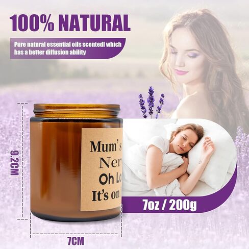 شموع معطرة باللافندر سعة 7 أونصة - زجاج وعاء شموع من شمع الصويا العضوي، شمعة علاجية لتخفيف التوتر والاسترخاء، هدايا مضحكة لعيد الميلاد وعيد ميلاد الأم in Kuwait