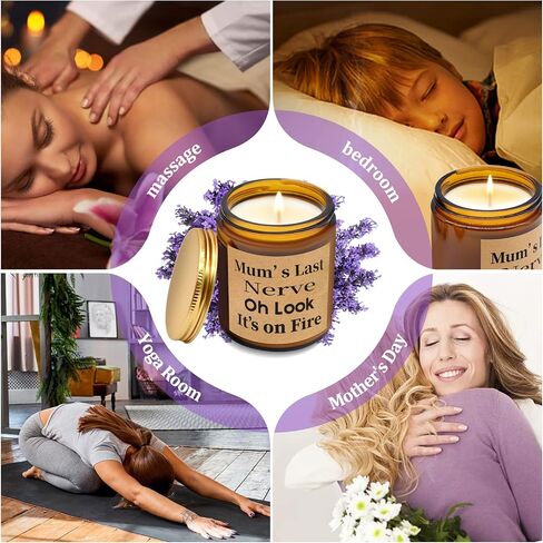 شموع معطرة باللافندر سعة 7 أونصة - زجاج وعاء شموع من شمع الصويا العضوي، شمعة علاجية لتخفيف التوتر والاسترخاء، هدايا مضحكة لعيد الميلاد وعيد ميلاد الأم in Kuwait