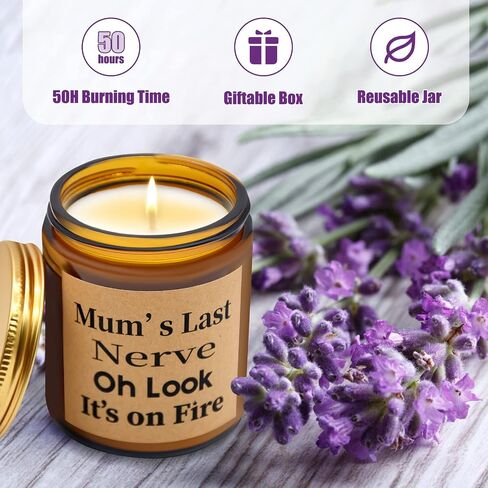 شموع معطرة باللافندر سعة 7 أونصة - زجاج وعاء شموع من شمع الصويا العضوي، شمعة علاجية لتخفيف التوتر والاسترخاء، هدايا مضحكة لعيد الميلاد وعيد ميلاد الأم in Kuwait