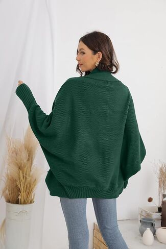 GRECERELLE Womens Batwing Sleeve Loose Open Front Casual Cardigan Long Sleeve Oversized Shawl Collar Sweater with Pockets in Saudi Arabia