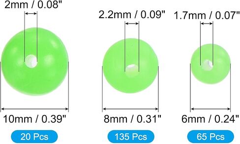 PATIKIL 6/8/10mm Glow Fishing Beads Assortment, 220Pcs Soft Plastic Round Rubber Luminous Fishing Bait Eggs Rig Bead Tackle Lures Accessories with Storage Box in Saudi Arabia