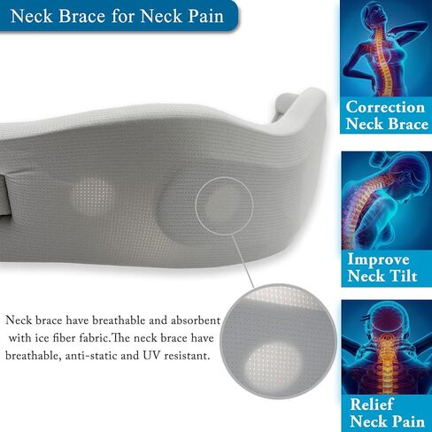 دعامة الرقبة، طوق عنق الرحم لتخفيف آلام الرقبة وتحسين جهاز جر الرقبة بإمالة الرقبة مع نسيج الحرير الجليدي والإسفنج الناعم، دعامة عنق عنق الرحم في المنزل أو العمل (أسود) in Kuwait