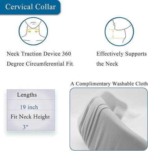 دعامة الرقبة، طوق عنق الرحم لتخفيف آلام الرقبة وتحسين جهاز جر الرقبة بإمالة الرقبة مع نسيج الحرير الجليدي والإسفنج الناعم، دعامة عنق عنق الرحم في المنزل أو العمل (أسود) in Kuwait