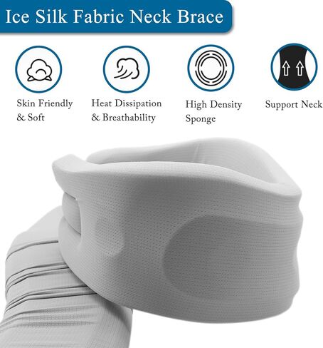 دعامة الرقبة، طوق عنق الرحم لتخفيف آلام الرقبة وتحسين جهاز جر الرقبة بإمالة الرقبة مع نسيج الحرير الجليدي والإسفنج الناعم، دعامة عنق عنق الرحم في المنزل أو العمل (أسود) in Kuwait