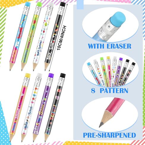 Woanger 72 Pcs Welcome Back to School Pencils First Day of School Pencils Fun Kindergarten Pencils Mini Pencils with Erasers Pencils Gifts for Kids Students Teens Classroom Reward Party Supplies in Saudi Arabia